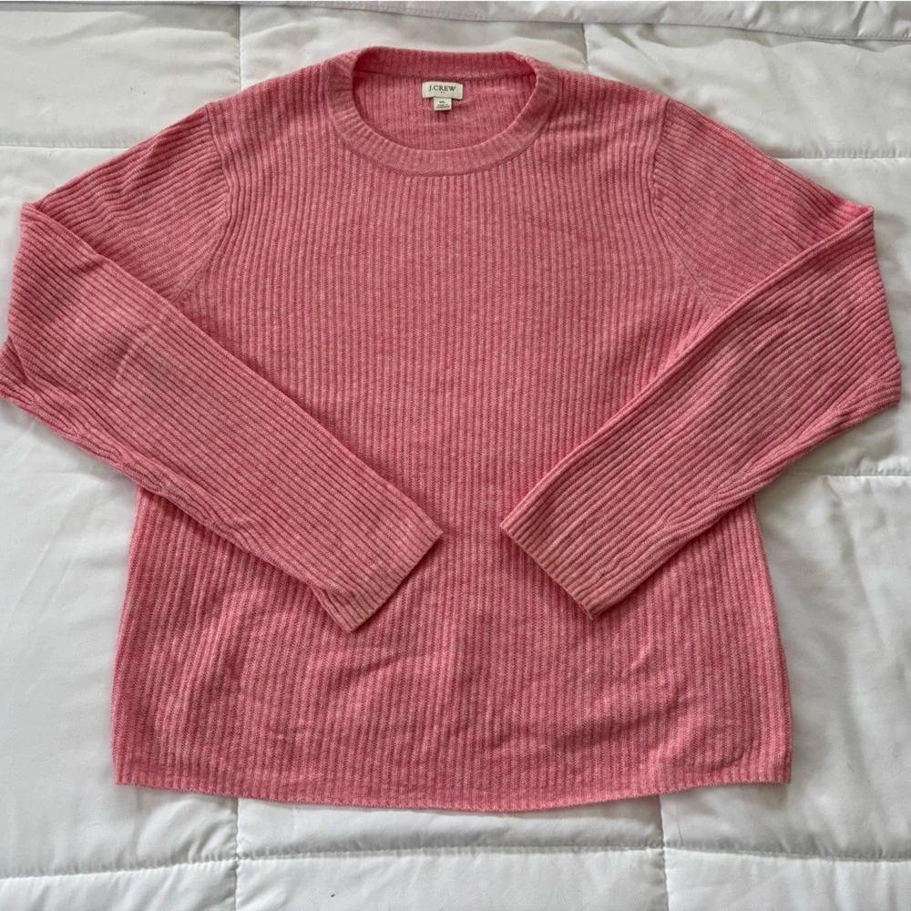 Wool Blend J. Crew Ribbed Pink Crew Neck Sweater